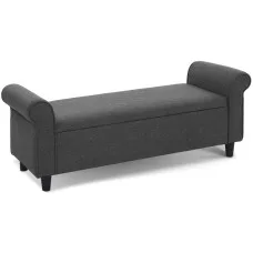 Artiss 125cm Grey Linen Storage Ottoman Blanket Box: Elegant Seating & Ample Storage with Solid Wood Construction
