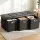 Artiss Storage Ottoman 3 Cube Drawers Foldable Footstool Seat PU Leather Faux Linen Black 102cm x 39cm