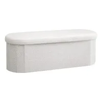 Artiss Storage Ottoman Footstool 111cm Bouclé Fabric Foldable Hidden Storage Seat 150kg Capacity White