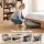 Artiss Storage Ottoman Foot Stool Cat Litter Box Enclosure Foldable with Scratcher Faux Linen Grey for Indoor Cats