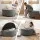 Artiss Linen Storage Ottoman Bench Half Round Tufted Upholstered Footstool Grey 110cm x 41cm x 46cm