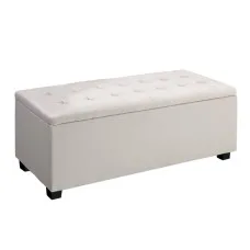 Artiss 97cm Linen Beige Storage Ottoman Blanket Box - Elegant Faux Linen, Solid Wood, 100kg Capacity, Spacious Storage