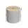 Artiss 40cm Grey Round Storage Ottoman - Faux Linen, MDF Frame, Concealed Space, 150kg Capacity, No Assembly