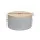 Artiss 60cm Grey Round Storage Ottoman Blanket Box - Faux Linen, Removable Lid, Anti-Slip, 150kg Capacity