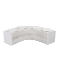Artiss Folding Paper Bench Expandable Accordion Stool Seats 4 Adults PU Leather Cushions 240kg Capacity