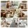 Artiss Accordion Folding Paper Stools Set 2 Pack Natural Kraft with Cushions Hexagon Honeycomb 100KG