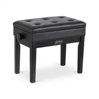Alpha Adjustable Piano Bench Wooden Keyboard Seat with Storage, Padded 110kg Capacity, Tufted Black