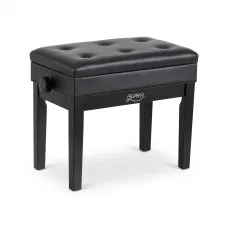 Alpha Adjustable Piano Bench Wooden Keyboard Seat with Storage, Padded 110kg Capacity, Tufted Black
