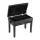 Alpha Adjustable Piano Bench Wooden Keyboard Seat with Storage, Padded 110kg Capacity, Tufted Black