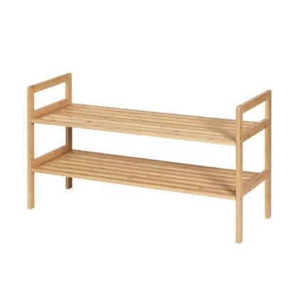 Artiss Shoe Rack Cabinet, Bamboo, Pine, 70x40x25.5cm - Stylish 2-Tier Storage Organiser for 6 Pairs, Easy Assembly