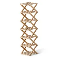 Artiss 7 Tier Bamboo Foldable Shoe Rack Organiser 2.5kg Per Shelf X-Frame Pine Finish Entryway No Assembly