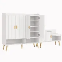 Artiss Shoe Cabinet Bench Set with Adjustable Shelves and 36-Pair Storage White