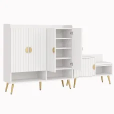 Artiss Shoe Cabinet Bench Set with Adjustable Shelves and 36-Pair Storage White