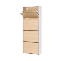 Artiss 160cm Shoe Rack Cabinet, 24-Pair Capacity, Adjustable Shelves, Pine Design, Durable Melamine Finish, White