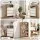 Artiss 8-Tier Narrow Shoe Cabinet White and Pine 80 x 35 x 154 cm Slim Hallway Storage Unit 4 Flip Doors