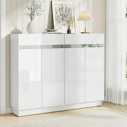 Artiss Lydia Shoe Rack Cabinet: 24-Pair Storage, Adjustable Shelves, High-Gloss Finish, White