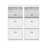 Artiss 2-Piece Shoe Cabinet Storage Organiser with 3 Flip Drawers White