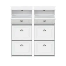 Artiss 2-Piece Shoe Cabinet Storage Organiser with 3 Flip Drawers White