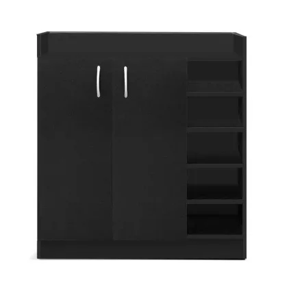 Artiss Black Clair Shoe Rack Cabinet - 21 Pairs - Adjustable Shelves, Contemporary Design, 80x30x90cm, Paper Finish