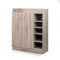Artiss Shoe Rack Cabinet for 21 Pairs, Adjustable Shelves, Pine Clair, Silver Handles, 80x30x90cm, Contemporary Design