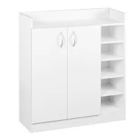 Artiss White Shoe Rack Cabinet, Adjustable Shelves, Stores 21 Pairs, Contemporary Design, 80x30x90cm, 1-Year Warranty