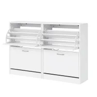 Artiss 2-Drawer Shoe Cabinet Storage Organiser for 18 Pairs White with Adjustable Shelves 63 x 29 x 84cm