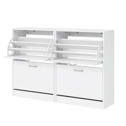 Artiss 2-Drawer Shoe Cabinet Storage Organiser for 18 Pairs White with Adjustable Shelves 63 x 29 x 84cm
