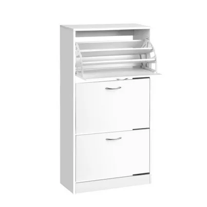 Artiss Shoe Rack Cabinet - 36 Pairs, Adjustable Shelves, Stylish Design, White Particle Board, 63x30x120cm, Easy Assembly