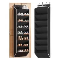 Artiss 8-Tier Over Door Shoe Organiser Set of 2 168cm Black and White