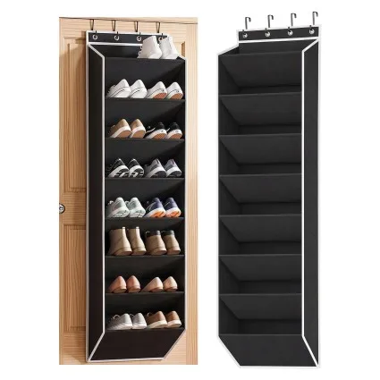 Artiss 8-Tier Over Door Shoe Organiser Set of 2 168cm Black and White