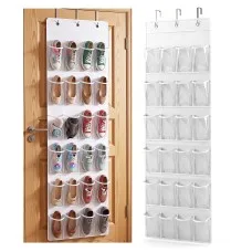 Artiss Over Door Shoe Organiser 2 Pack 24 Pockets 6-Tier White