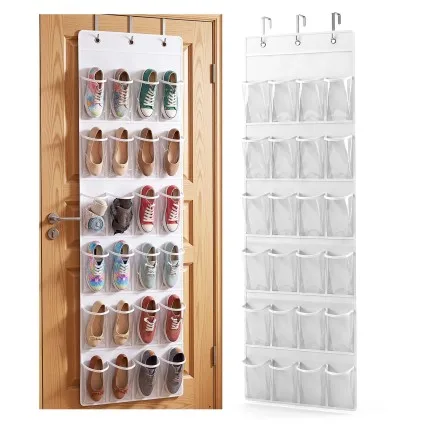 Artiss Over Door Shoe Organiser 2 Pack 24 Pockets 6-Tier White