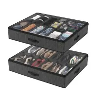 Artiss Under Bed Shoe Storage Organiser 12 Pairs 2 Pack Grey Artiss Under Bed Shoe Storage Organiser 12 Pairs 2 Pack Grey