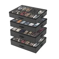 Artiss Under Bed Shoe Storage Organisers Set of 4 Grey 12 Pairs Artiss Under Bed Shoe Storage Organisers Set of 4 Grey 12 Pairs