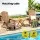 Gardeon HDPE Outdoor Side Table 150kg Natural Rectangular Patio Garden Furniture with Curved Edges Indoor Use