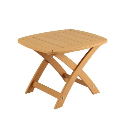 Gardeon HDPE Outdoor Side Table 150kg Natural Rectangular Patio Garden Furniture with Curved Edges Indoor Use