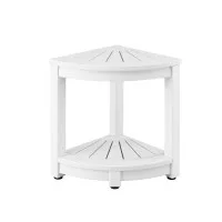 Gardeon Corner Shower Stool Side Table HDPE Bathroom Bench Seat with Storage 150kg Capacity Compact Waterproof
