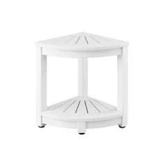 Gardeon Corner Shower Stool Side Table HDPE Bathroom Bench Seat with Storage 150kg Capacity Compact Waterproof
