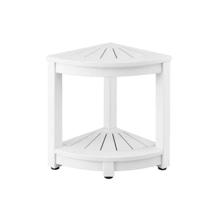 Gardeon Corner Shower Stool Side Table HDPE Bathroom Bench Seat with Storage 150kg Capacity Compact Waterproof