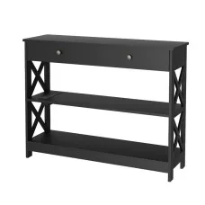 Artiss Console Table, MDF, 100x30x80cm, Black, 3-Tier with USB Outlets, Sleek Handles, Easy Assembly, 1-Year Warranty