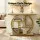 Artiss Console Table 105cm Marble Effect Top White Gold 4-Tier Open Shelving Metal Frame Slim Design