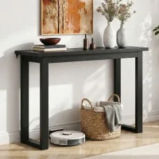 Artiss 110CM Black Console Table – Minimalist Design with Wood Grain, Ski-Leg Support, Easy Assembly, Anti-Tip Safety