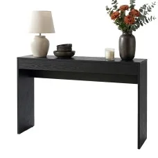 Artiss Console Table 120cm Black Wood Grain Finish, Minimalist Hallway Entryway Sofa Table with Storage, Particle Board