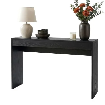 Artiss Console Table 120cm Black Wood Grain Finish, Minimalist Hallway Entryway Sofa Table with Storage, Particle Board