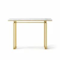 Artiss 110cm Marble Effect Console Table White Gold Slim 30cm Depth Hallway Entryway Table 75kg Capacity