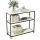 Artiss 90cm Console Table Marble Effect 3‑Tier Slim Hallway Side Table White Black Frame 30KG Capacity
