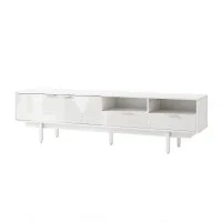 Artiss 200cm White TV Entertainment Unit Fluted Front Fits up to 80in TVs 70kg Tabletop Capacity 2 Cabinets