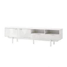 Artiss 200cm White TV Entertainment Unit Fluted Front Fits up to 80in TVs 70kg Tabletop Capacity 2 Cabinets