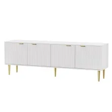 Artiss Riley Entertainment Unit - 180CM White TV Cabinet with 4 Doors, Metal Legs, Cable Management, Easy Assembly