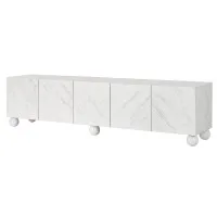 Artiss 200cm White TV Unit Entertainment Cabinet Marble Effect Soft Close Storage 80kg Benchtop Support